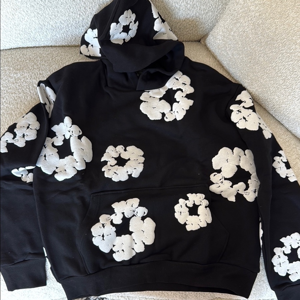 Denim tears cotton wreath black/white hoodie